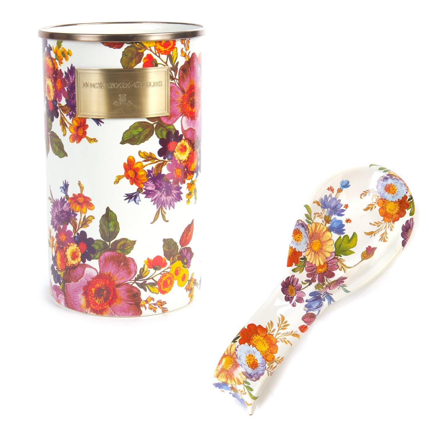 MACKENZIE-CHILDS Enamel Kitchen Set (White Flower Market)