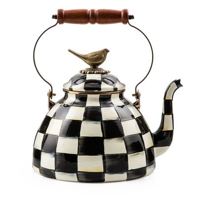 MACKENZIE-CHILDS Tea Kettle with Bird Knob (Courtly Check, 3 Quart)