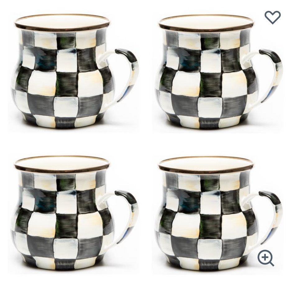 MACKENZIE-CHILDS Check Enamel Mug (Courtly Check, Set Of 4)