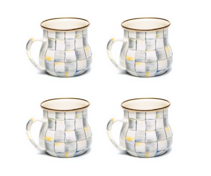 MACKENZIE-CHILDS Check Enamel Mug (Sterling Check, Set Of 4)