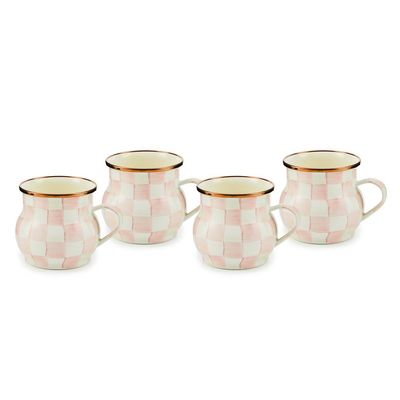 MACKENZIE-CHILDS Check Enamel Mug (Rosy Check, Set Of 4)