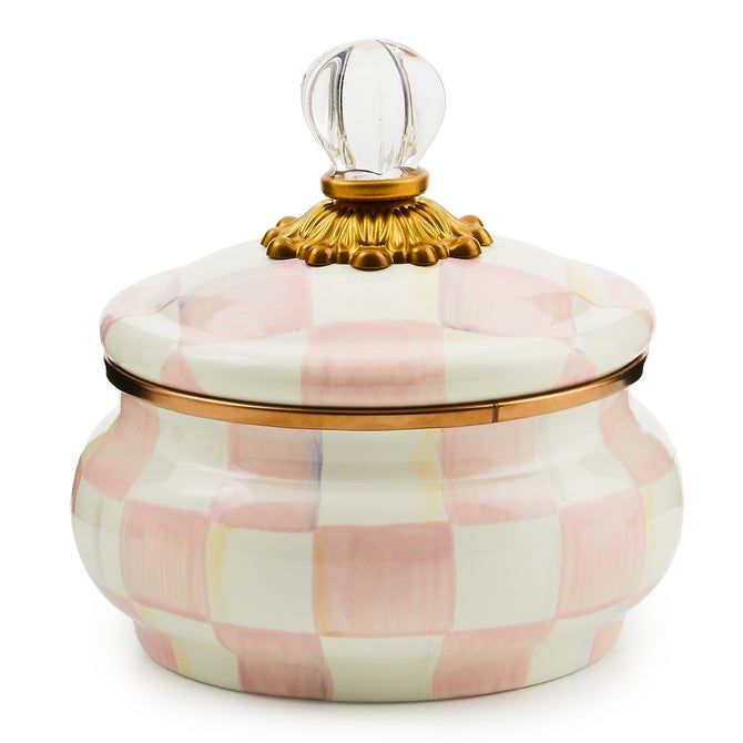 MACKENZIE-CHILDS Check Squashed Pot (Rosy Check)
