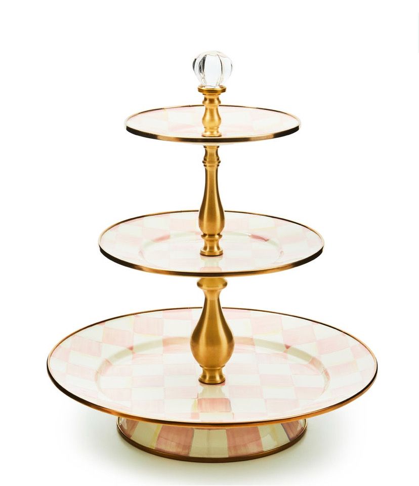 MACKENZIE-CHILDS Enamel Sweet Stand (Rosy Check- Three Tier)