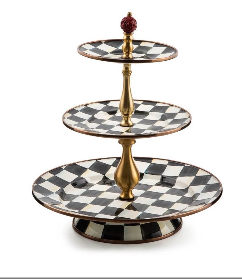 MACKENZIE-CHILDS Enamel Sweet Stand (Courtly Check- Three Tier)