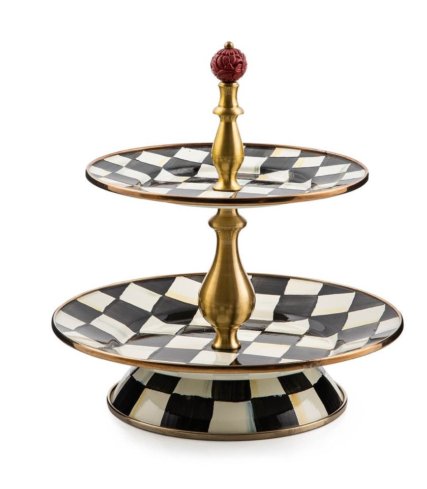 MACKENZIE-CHILDS Enamel Sweet Stand (Courtly Check- Two Tier)
