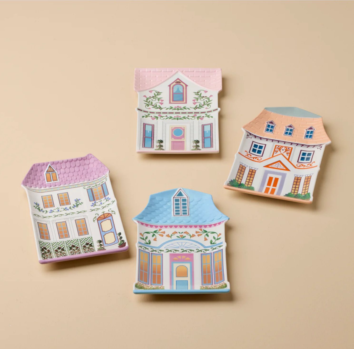 LENOX Village House Accent Plates - Set of 4