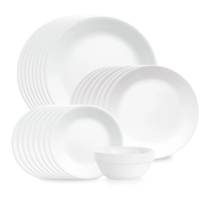 CORELLE Shimmering White 32-piece Dinnerware Set, Service for 8