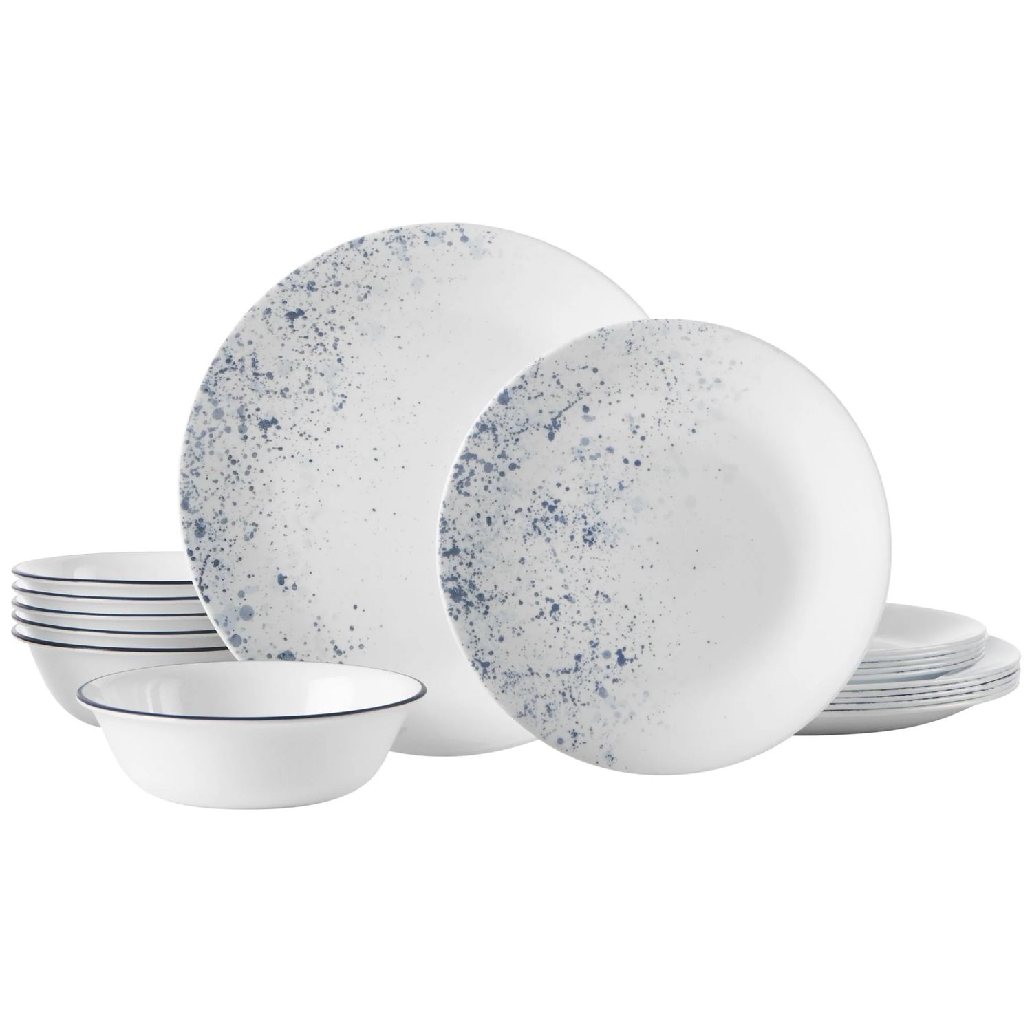 CORELLE Indigo Speckle 18-piece Dinnerware Set, Service for 6