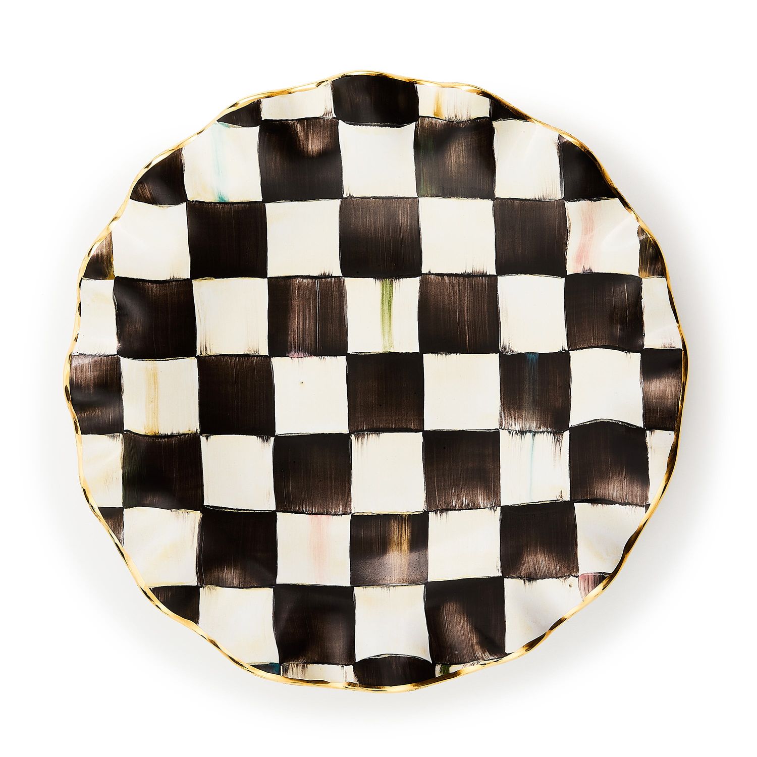MACKENZIE-CHILDS Ceramic Fluted Dinner Plate (Courtly Check)