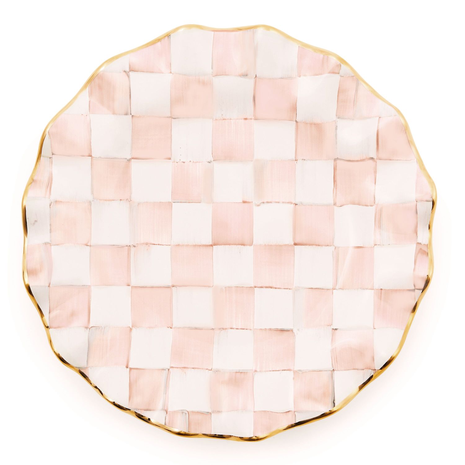 MACKENZIE-CHILDS Ceramic Fluted Dinner Plate (Rosy Check)