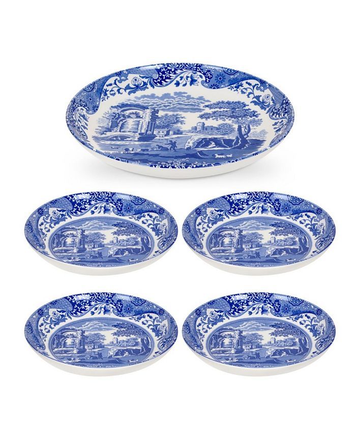 SPODE Blue Italian  5-Piece Pasta Serving Set