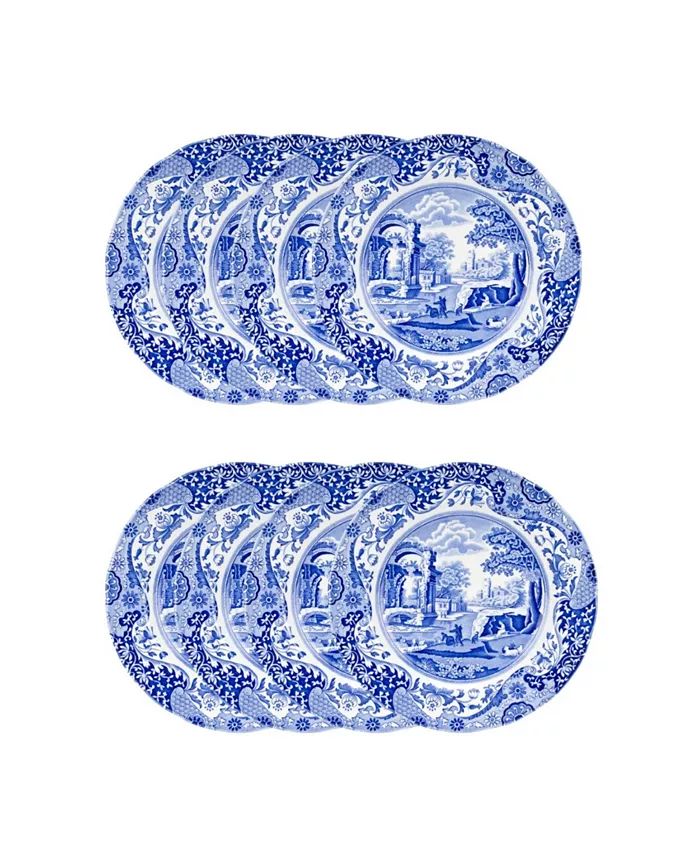 SPODE Blue Italian Dinner Plates, Set of 8