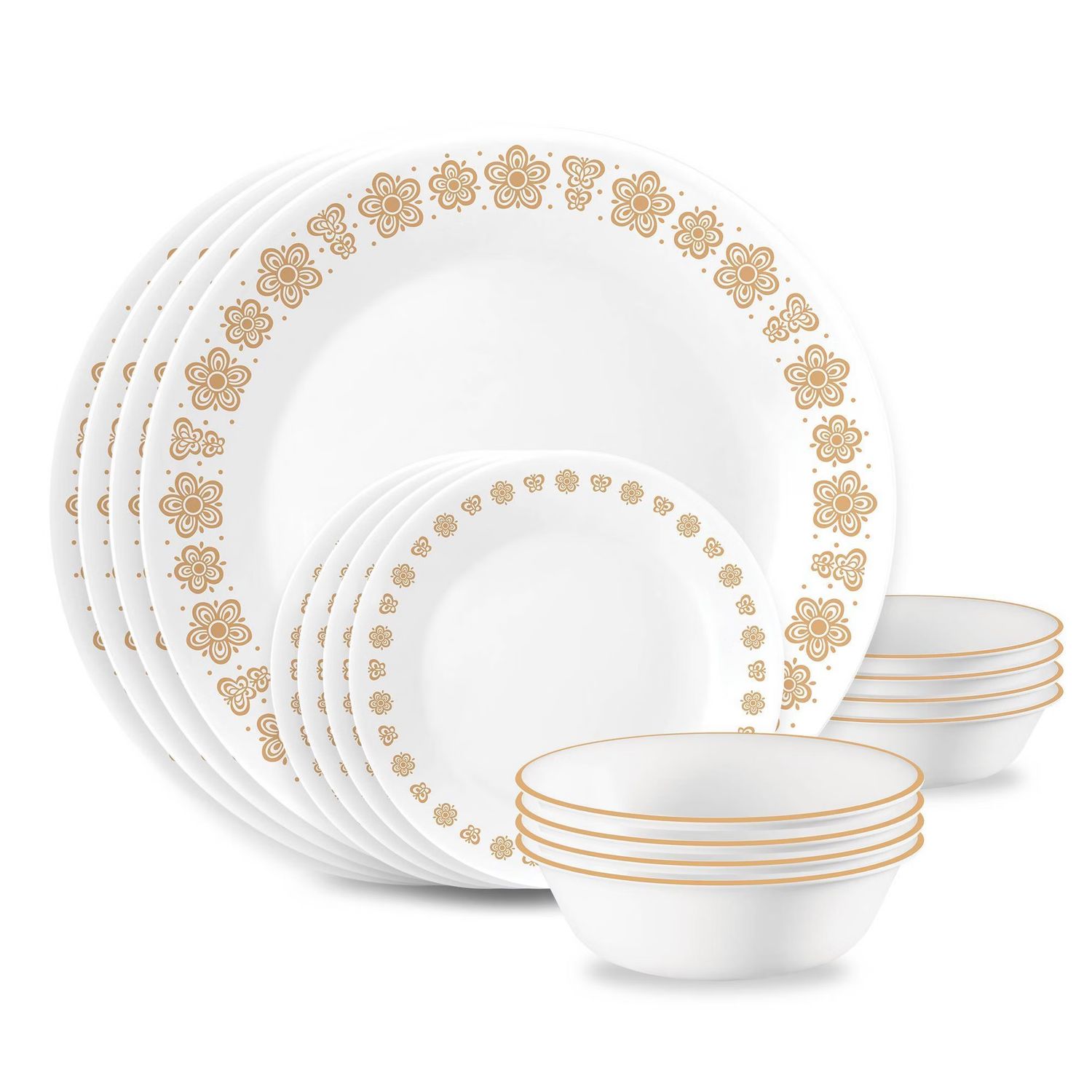 CORELLE Butterfly Gold 16-piece Dinnerware Set, Service for 4