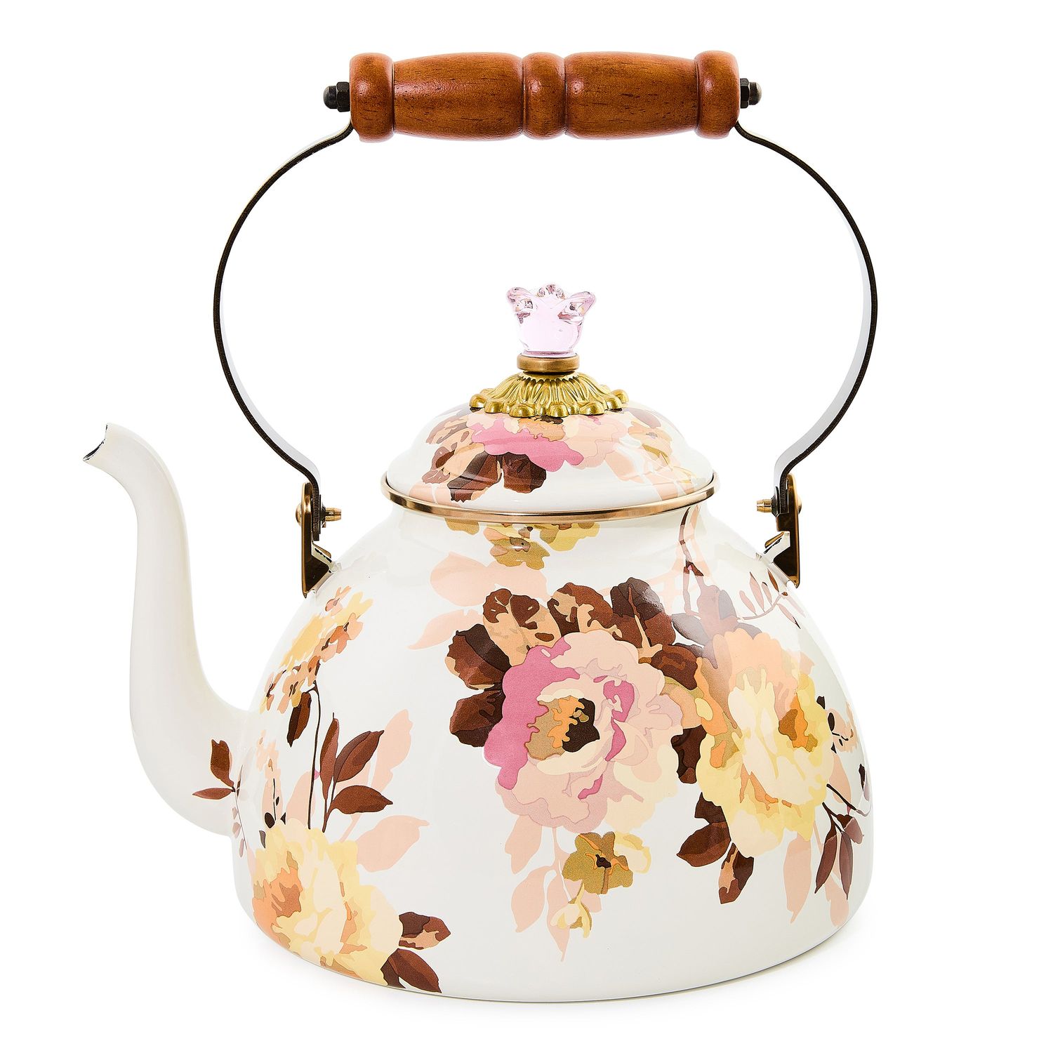 MACKENZIE-CHILDS Floral Tea Kettle (Wild Rose White, 3 Quart)