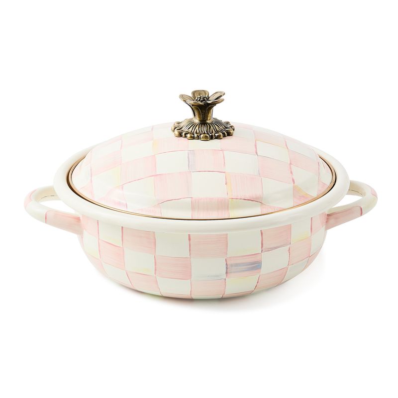 MACKENZIE-CHILDS Rosy Check Medium Enamel Casserbole