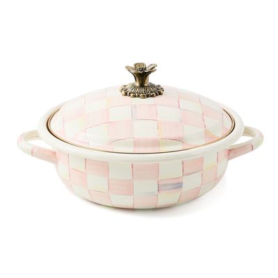 MACKENZIE-CHILDS Rosy Check Medium Enamel Casserbole