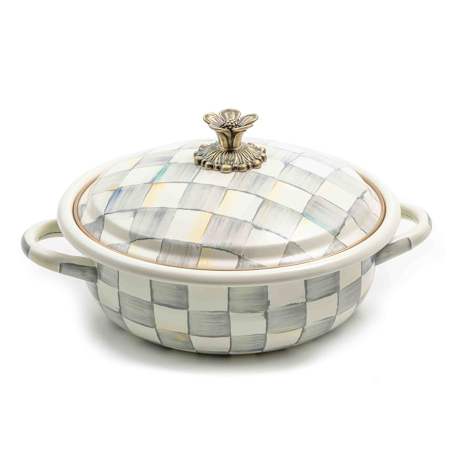 MACKENZIE-CHILDS Sterling Check Medium Enamel Casserbole
