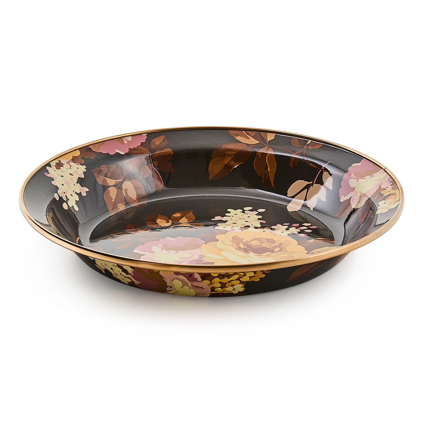 MACKENZIE-CHILDS Enamel Pie Plate (Wild Rose Brown)