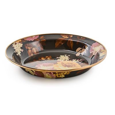 MACKENZIE-CHILDS Enamel Pie Plate (Wild Rose Brown)