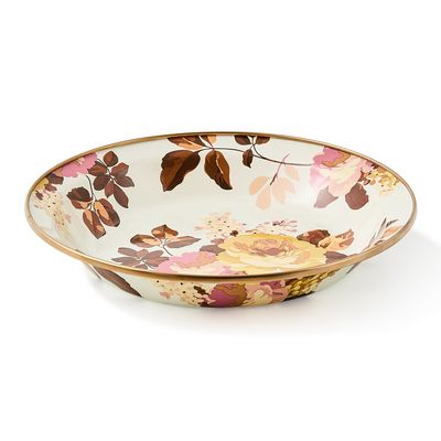MACKENZIE-CHILDS Enamel Pie Plate (Wild Rose White)