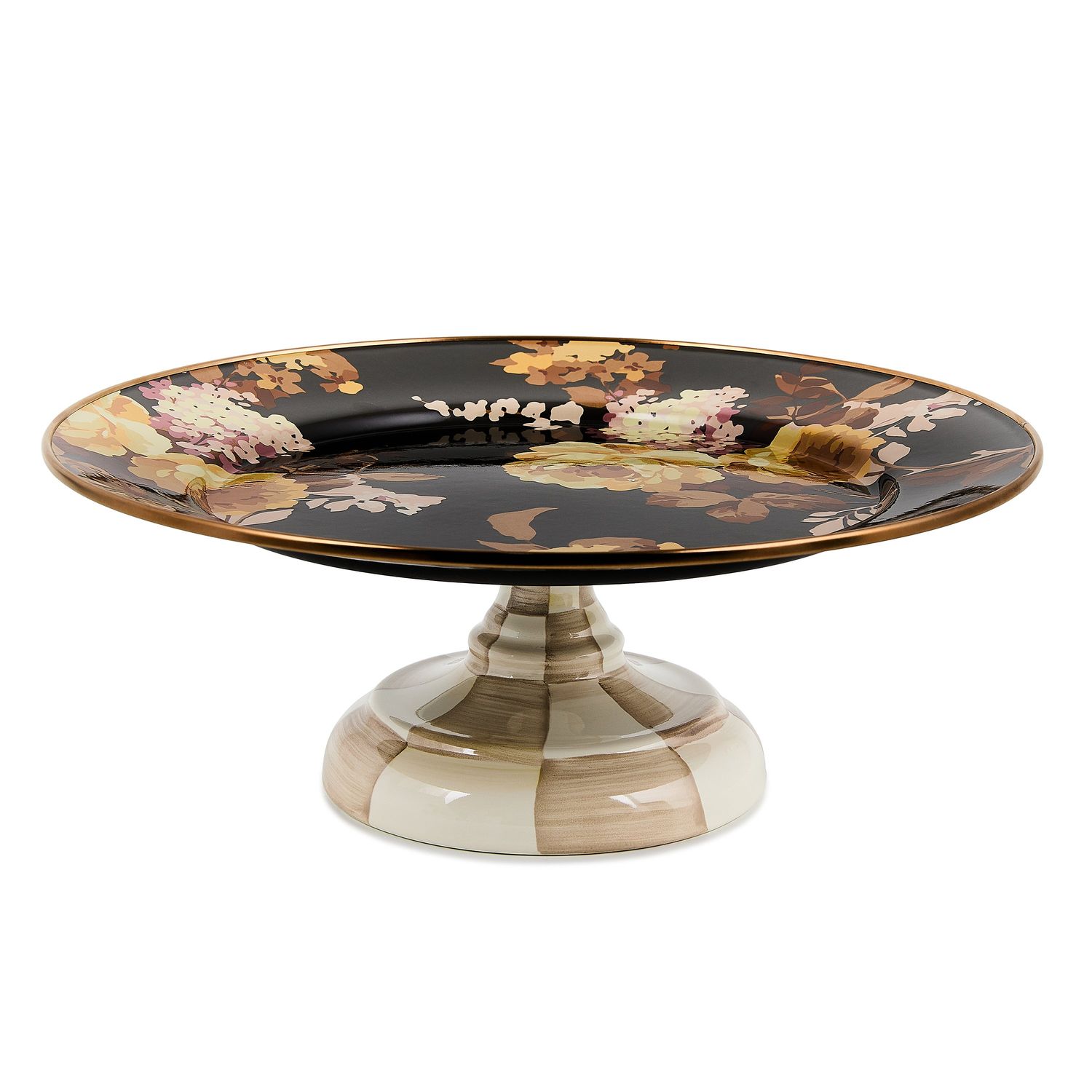 MACKENZIE-CHILDS Wild Rose Brown Pedestal Platters (Mini)