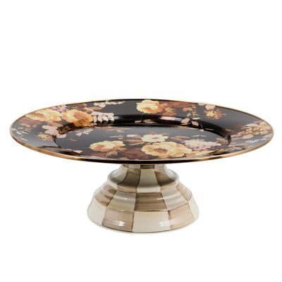 MACKENZIE-CHILDS Wild Rose Brown Pedestal Platters (Large)