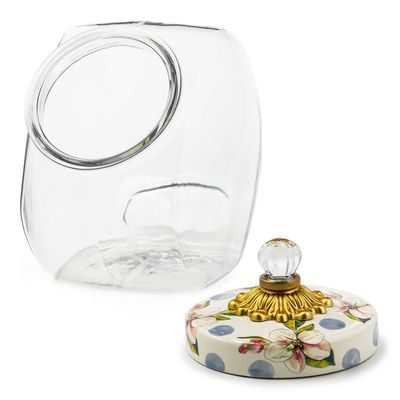 MACKENZIE-CHILDS Check Sweets Jar (Wildflowers Blue Lid)