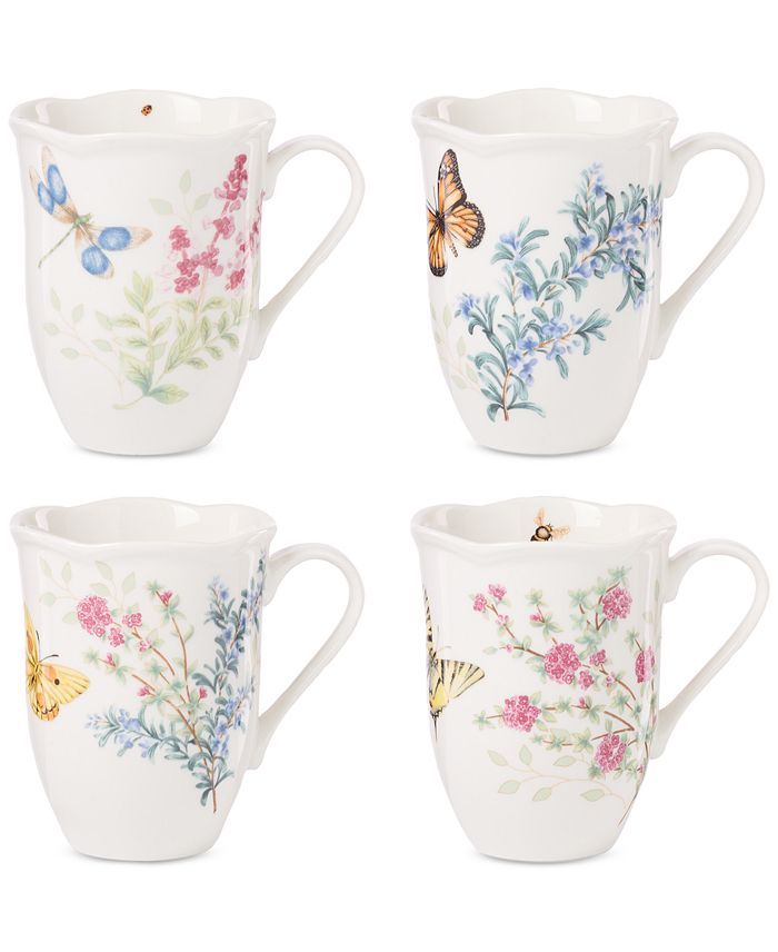 LENOX Butterfly Meadow Herbs Mugs (Set of 4)