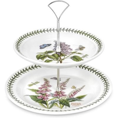 PORTMEIRION Botanic Garden Earthenware 2 Tiered Server - 10 and 8 inch