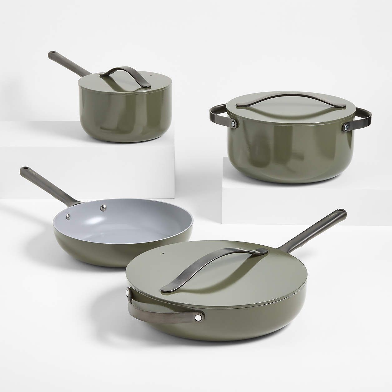 CARAWAY 12-Piece Ceramic Set With Complimentary Storage (Olive Green &amp; Gunmetal)