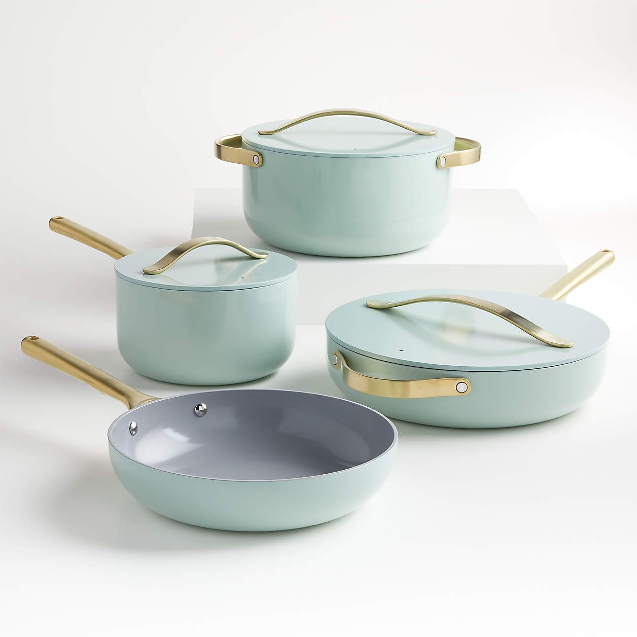 CARAWAY 12-Piece Ceramic Set With Complimentary Storage (Silt Green-Gold Hardware)
