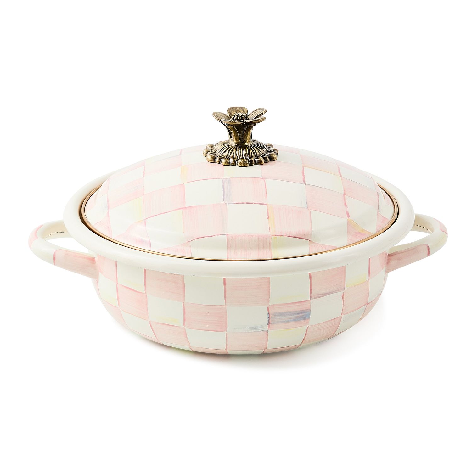 MACKENZIE-CHILDS Rosy Check Medium Enamel Casserbole