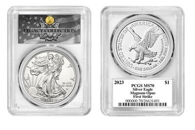 2023 $1 Silver Eagle PCGS MS70 First Strike Magnum Opus