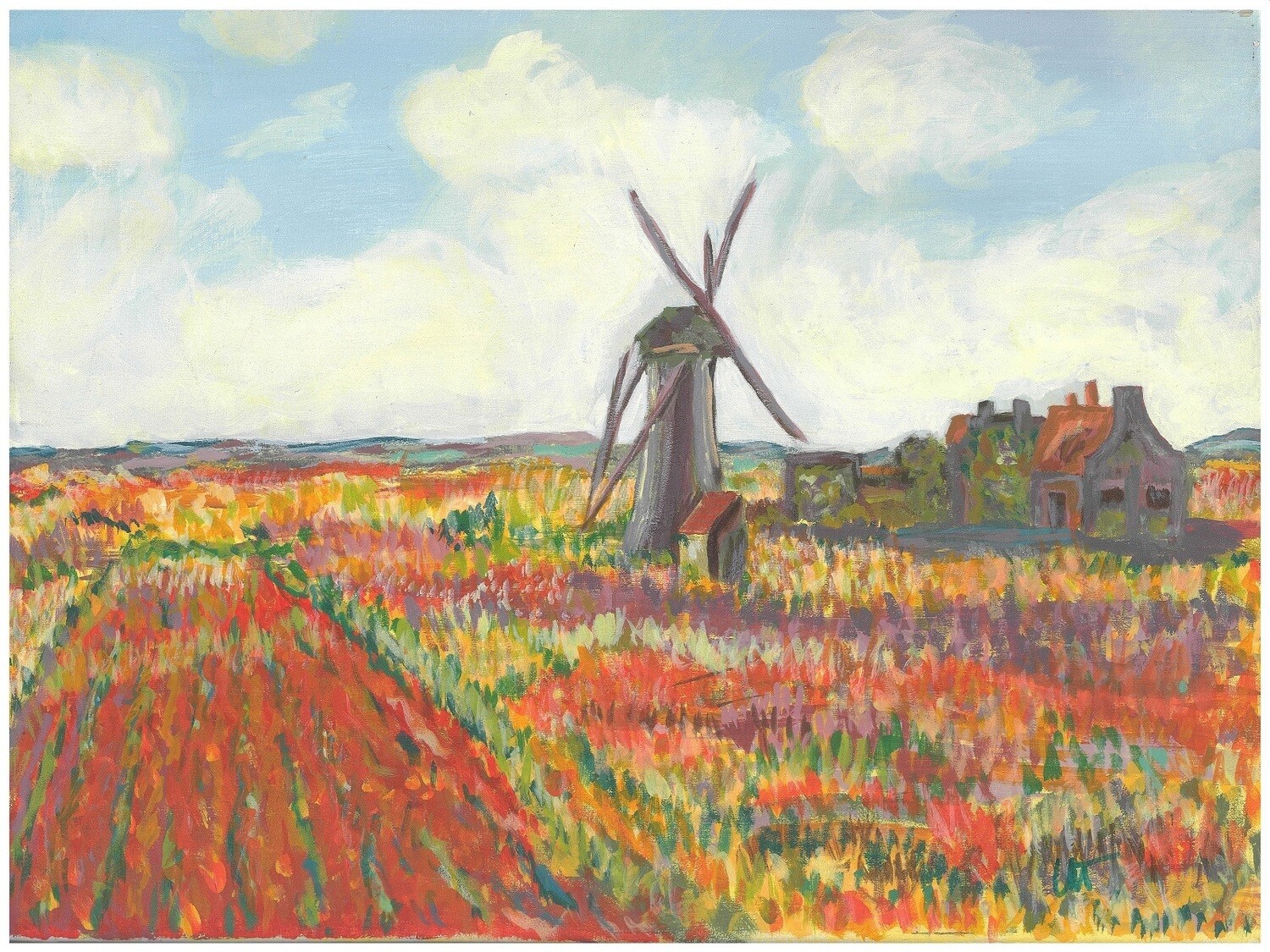 “Champ de tulipes, Hollande” – Claude Monet, 1886
(Artist’s Interpretation) “Champ de tulipes, Hollande” – Claude Monet, 1886
(Artist’s Interpretation)