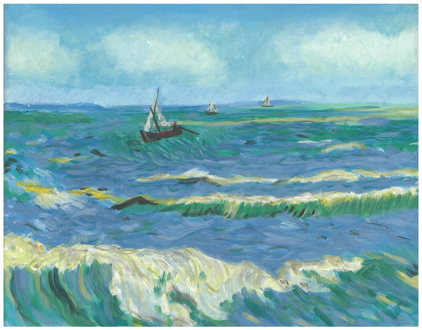 “View of the Sea at Saintes-Maries” – Vincent Van Gogh, 1888
(Artist’s Interpretation)