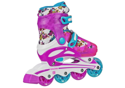 Roller Derby Sprinter Girl's 2 en 1 Quad Roller y patines en línea Combo, cebra (tamaño 3-6)