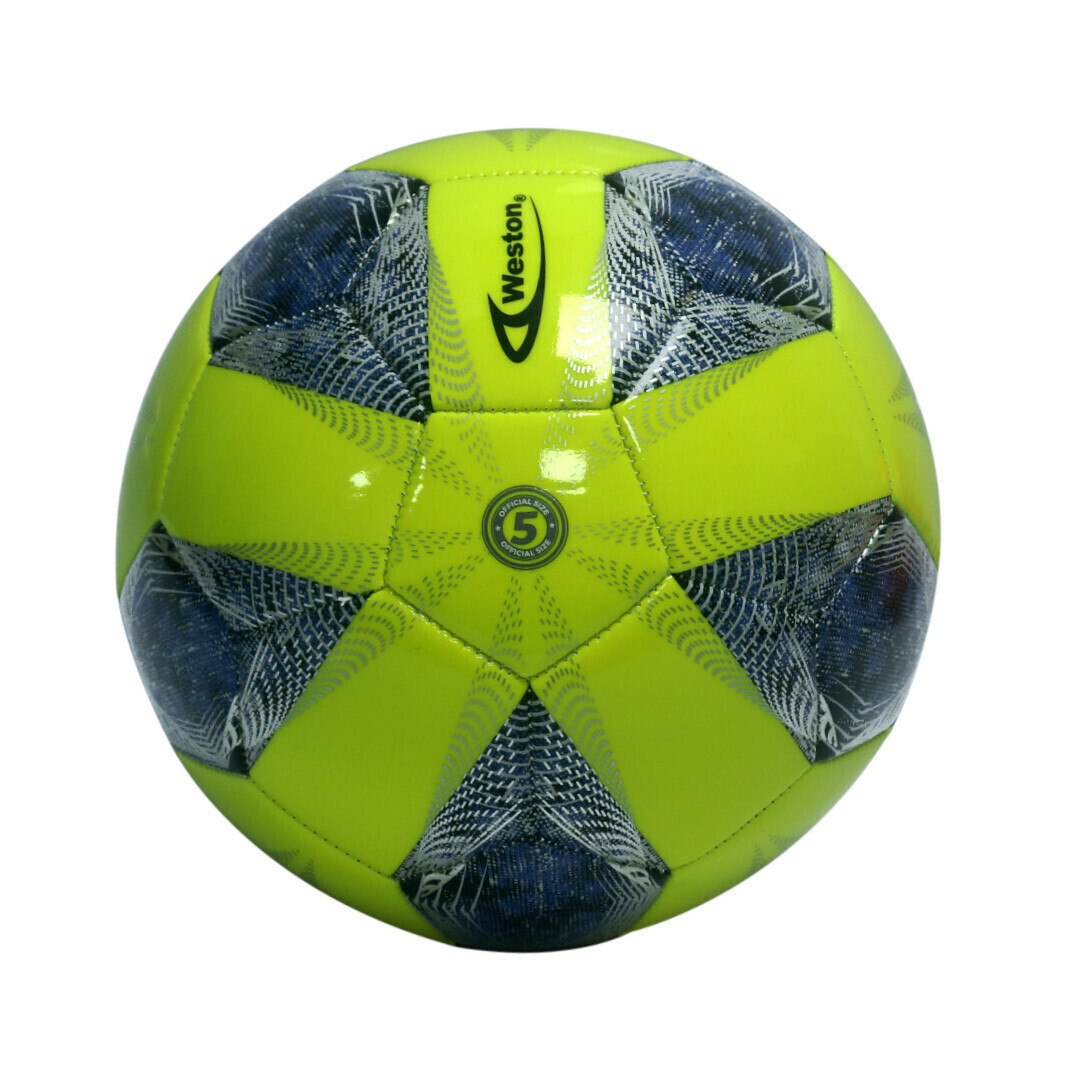 BALON FUTBOL SUAVE TACTO PVC COSIDO #5 AMARILLO/AZUL