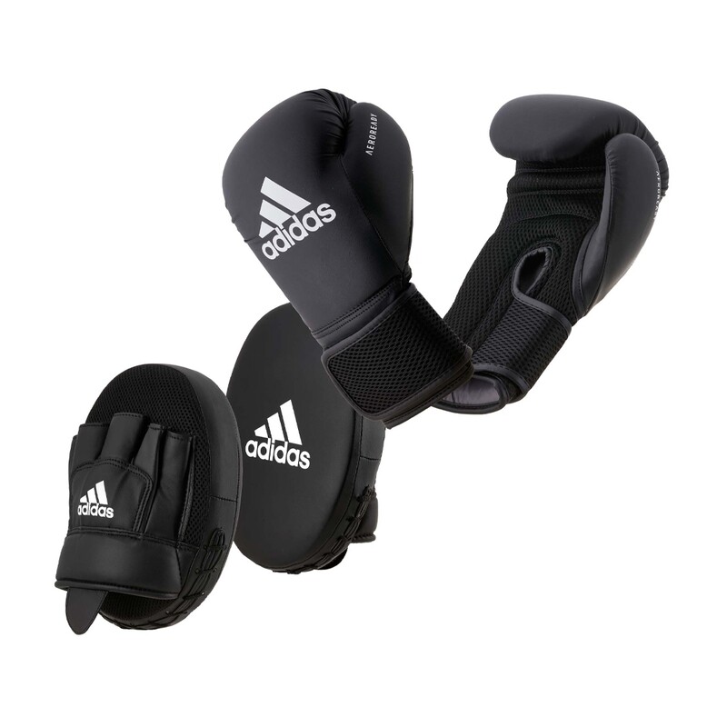 KIT 2 DE BOXEO ADULTO BLACK M GUANTES Y GUANTELETAS