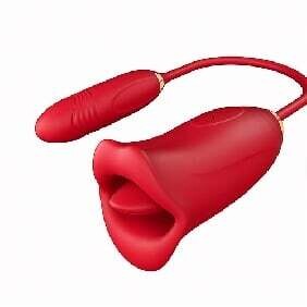 Pleasure Isle Big Mouth Stimulator with Licking Tongue and Thrusting Vibrator