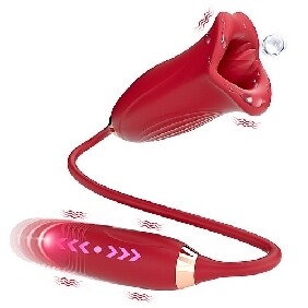 Pleasure Isle Big Mouth Stimulator with Licking Tongue and Thrusting Vibrator