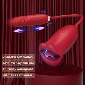 Pleasure Isle Big Mouth Stimulator with Licking Tongue and Thrusting Vibrator