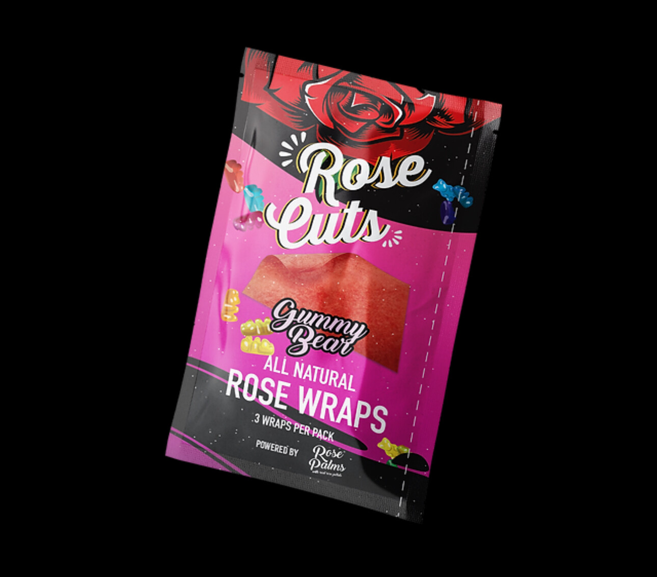 Pink Gummy Bear Rose Wraps (3 wraps per pouch)