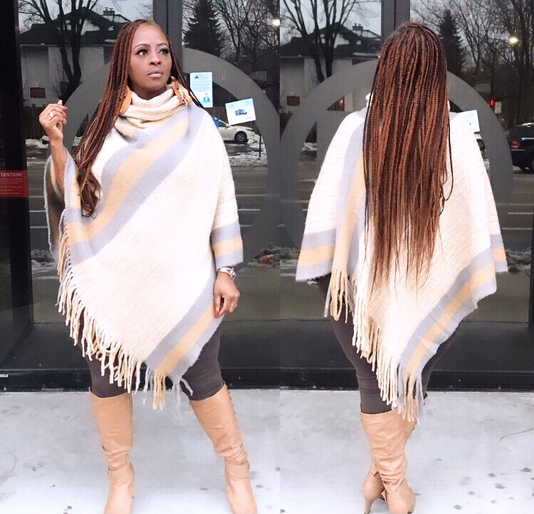 Grey/Mustard Tunic Poncho