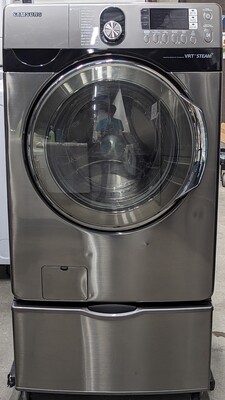 Samsung Washer (WF448AAP/XAC) with Pedestal Drawer (WE402NP)