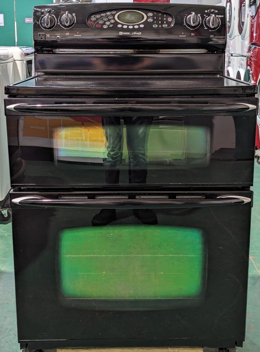 Maytag Double-Oven Glass-Top Stove MER6875BCB