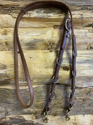#212F One piece flat leather German Martingale rein