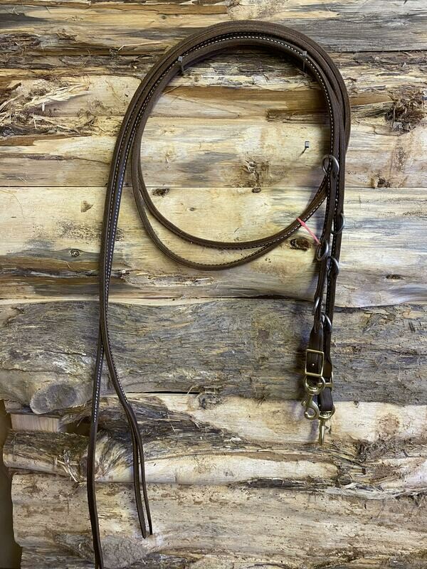 #218SD Smaller diameter sewn split leather martingale reins