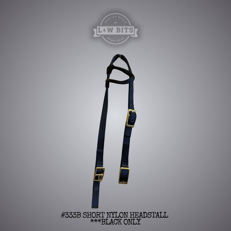 #333B Short Nylon Headstall ***Black only #333B Short Nylon Headstall ***Black only