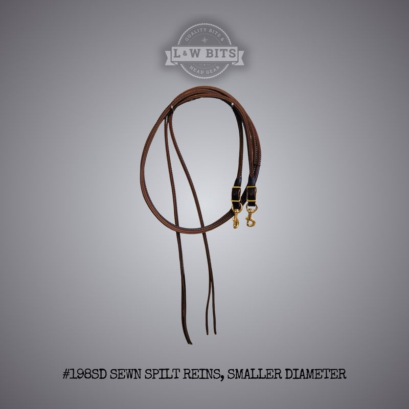 #198SD sewn spilt reins, smaller diameter