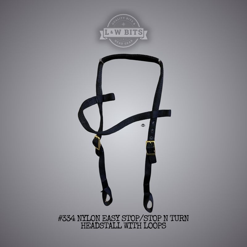 #334 Nylon Easy Stop/Stop N Turn Headstall With Loops